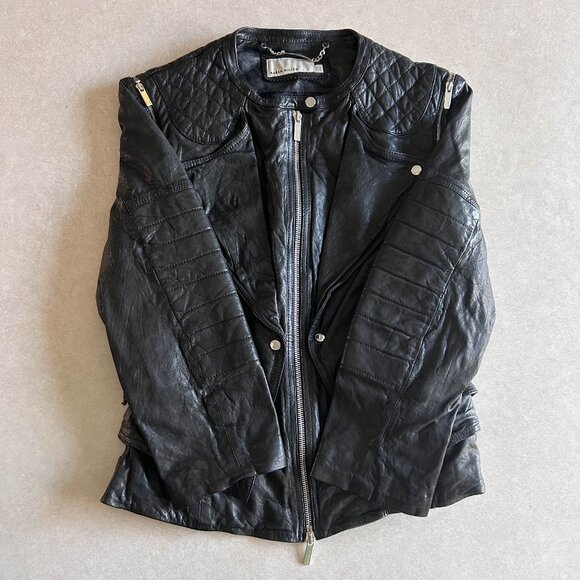 Karen Millen Quilted Panel Leather Jacket ASO Clary Fray - Picture 7 of 11